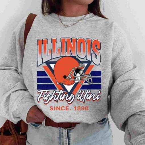 T Sweatshirt Women 00 TSNCAA12 Illinois Fighting Illini Vintage Team University College NCAA Football T Shirt