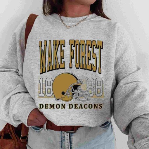 T Sweatshirt Women 00 TSNCAA44 Wake Forest Demon Deacons Retro Helmet University College NCAA Football T Shirt