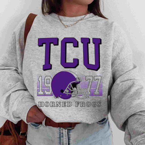 T Sweatshirt Women 00 TSNCAA45 Tcu Horned Frogs Retro Helmet University College NCAA Football T Shirt