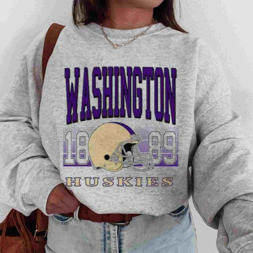T Sweatshirt Women 00 TSNCAA53 Washington Huskies Retro Helmet University College NCAA Football T Shirt