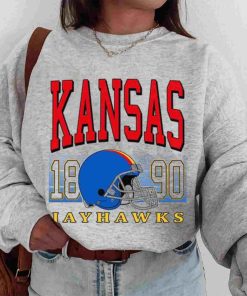 T Sweatshirt Women 00 TSNCAA59 Kansas Jayhawks Retro Helmet University College NCAA Football T Shirt