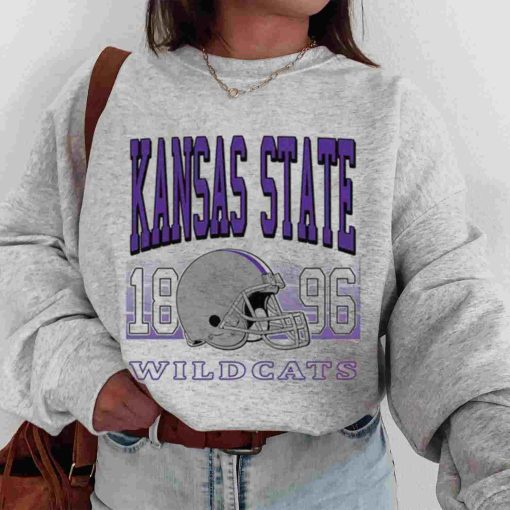 T Sweatshirt Women 00 TSNCAA61 Kansas State Wildcats Retro Helmet University College NCAA Football T Shirt