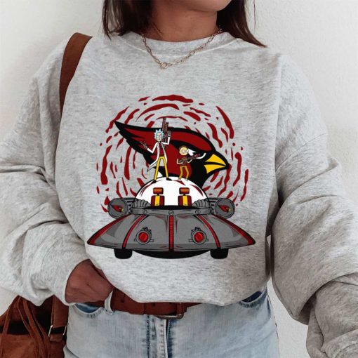 T Sweatshirt Women 1 DSBN013 Rick Morty In Spaceship Arizona Cardinals T Shirt