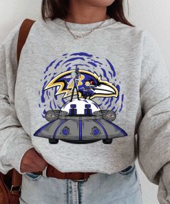 T Sweatshirt Women 1 DSBN044 Rick Morty In Spaceship Baltimore Ravens T Shirt