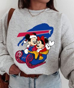 T Sweatshirt Women 1 DSBN051 Mickey Minnie Santa Ride Sleigh Christmas Buffalo Bills T Shirt