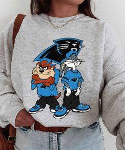 T Sweatshirt Women 1 DSBN076 Looney Tunes Bugs And Taz Carolina Panthers T Shirt