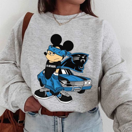 T Sweatshirt Women 1 DSBN080 Mickey Gangster And Car Carolina Panthers T Shirt