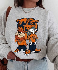 T Sweatshirt Women 1 DSBN089 Looney Tunes Bugs And Taz Chicago Bears T Shirt