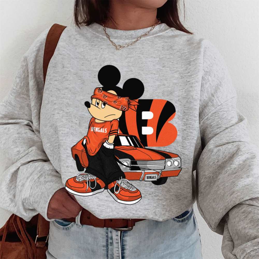 Mickey Gangster And Car Cincinnati Bengals T-Shirt
