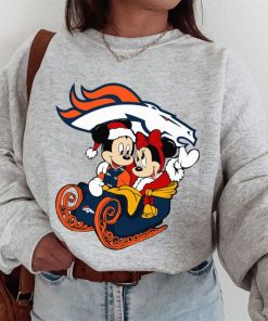 T Sweatshirt Women 1 DSBN147 Mickey Minnie Santa Ride Sleigh Christmas Denver Broncos T Shirt