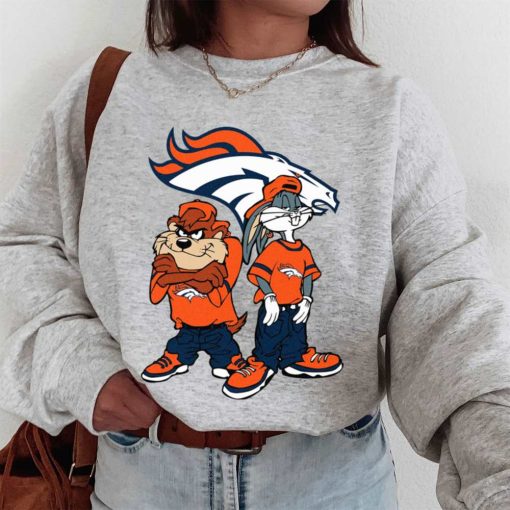 T Sweatshirt Women 1 DSBN154 Looney Tunes Bugs And Taz Denver Broncos T Shirt