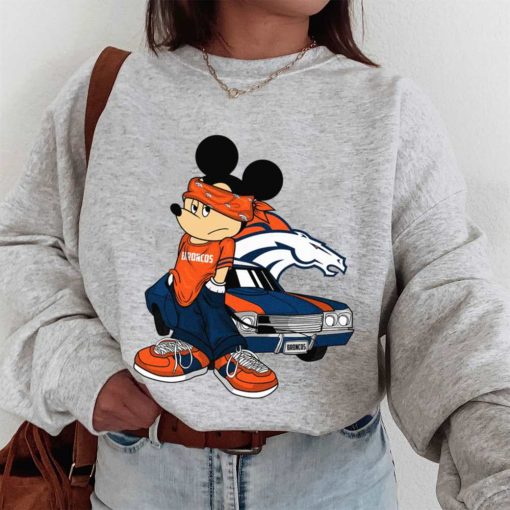 T Sweatshirt Women 1 DSBN157 Mickey Gangster And Car Denver Broncos T Shirt