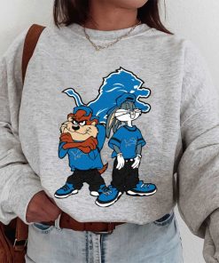 T Sweatshirt Women 1 DSBN163 Looney Tunes Bugs And Taz Detroit Lions T Shirt