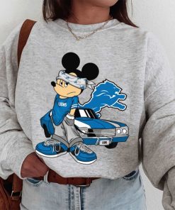 T Sweatshirt Women 1 DSBN171 Mickey Gangster And Car Detroit Lions T Shirt