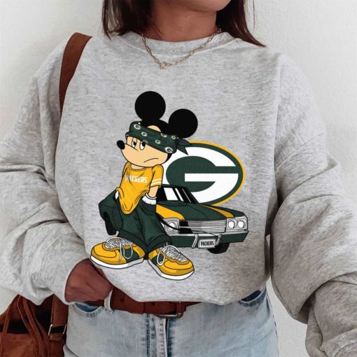 T Sweatshirt Women 1 DSBN192 Mickey Gangster And Car Green Bay Packers T Shirt