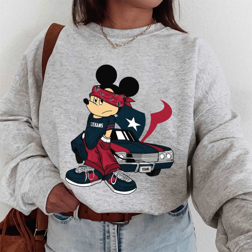 Mickey Gangster And Car Houston Texans T-Shirt