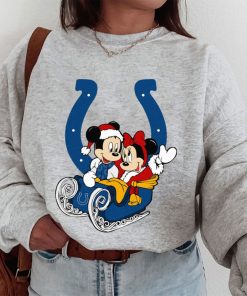 T Sweatshirt Women 1 DSBN212 Mickey Minnie Santa Ride Sleigh Christmas Indianapolis Colts T Shirt