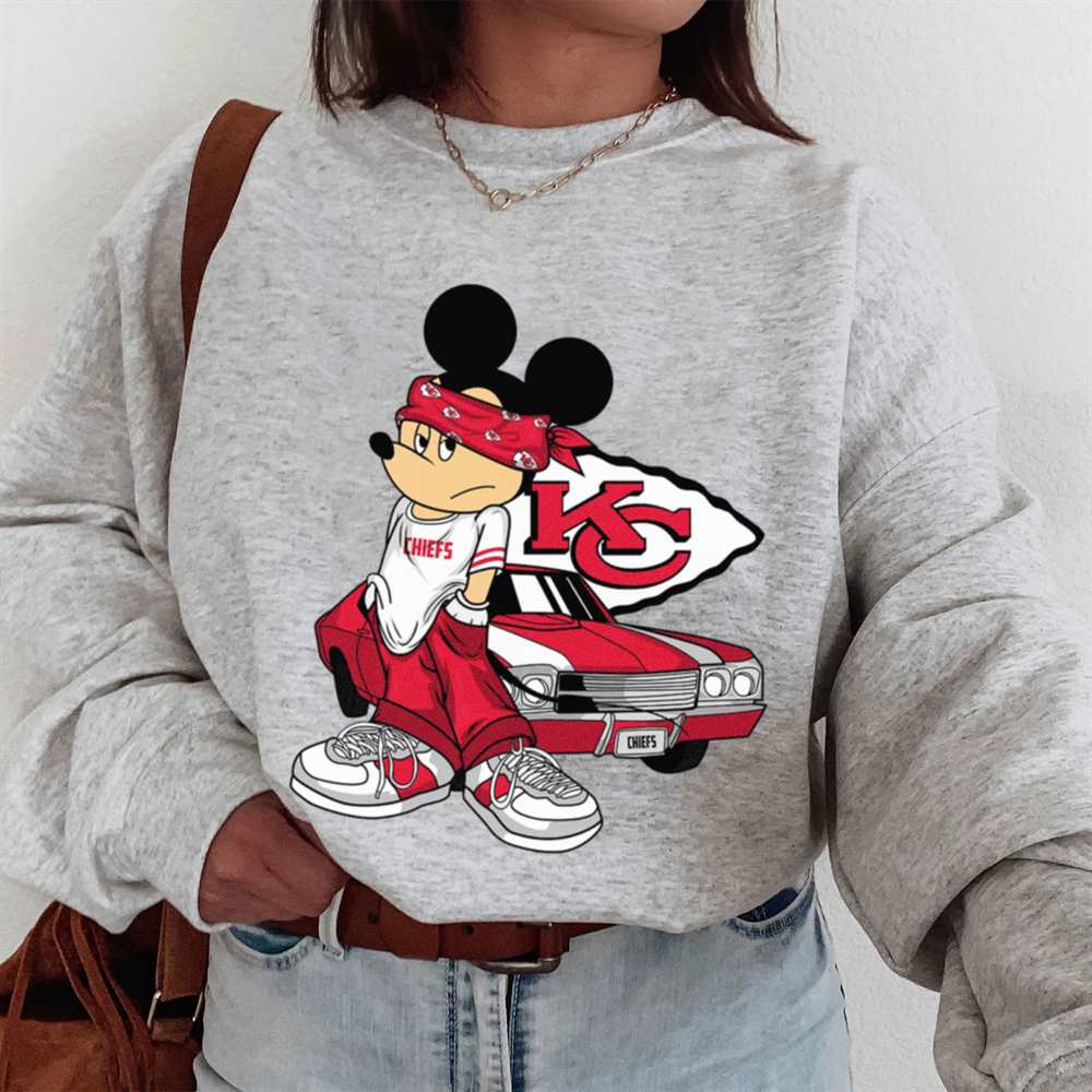 Mickey Gangster And Car Kansas City Chiefs T-Shirt