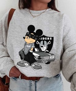 T Sweatshirt Women 1 DSBN259 Mickey Gangster And Car Las Vegas Raiders T Shirt