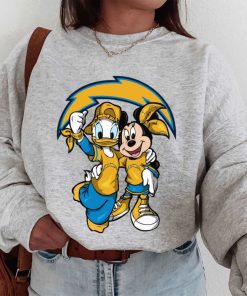 T Sweatshirt Women 1 DSBN278 Minnie And Daisy Duck Fans Los Angeles Chargers T Shirt