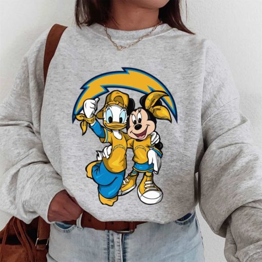 T Sweatshirt Women 1 DSBN278 Minnie And Daisy Duck Fans Los Angeles Chargers T Shirt