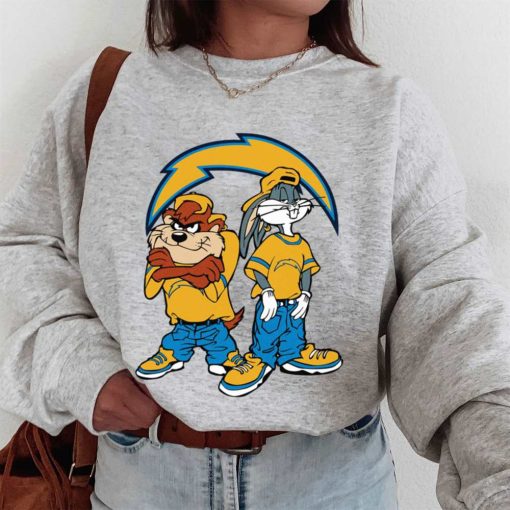 T Sweatshirt Women 1 DSBN282 Looney Tunes Bugs And Taz Los Angeles Chargers T Shirt