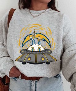 T Sweatshirt Women 1 DSBN286 Rick Morty In Spaceship Los Angeles Chargers T Shirt