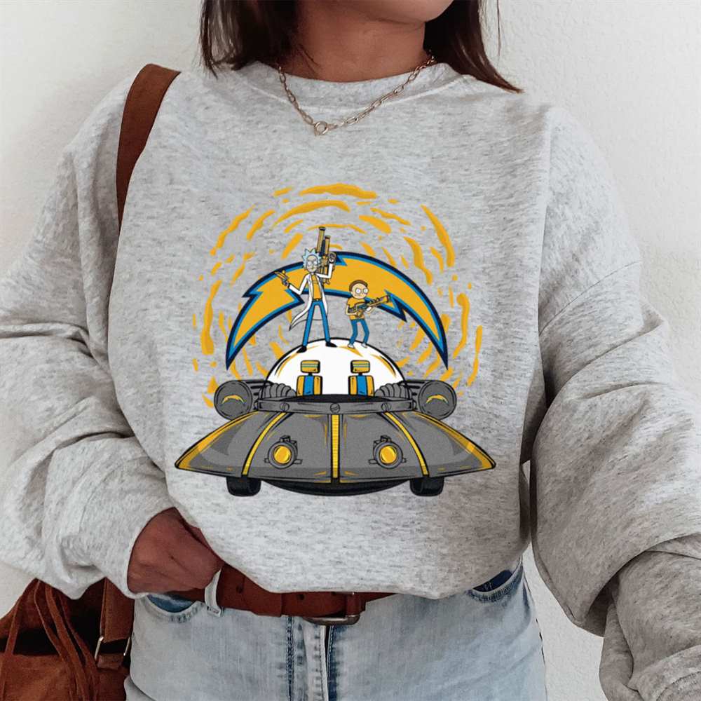 Rick Morty In Spaceship Los Angeles Chargers T-Shirt
