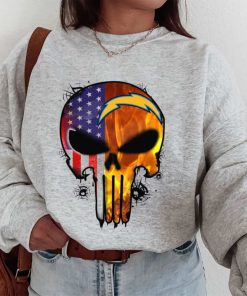 T Sweatshirt Women 1 DSBN288 Punisher Skull Los Angeles Chargers T Shirt
