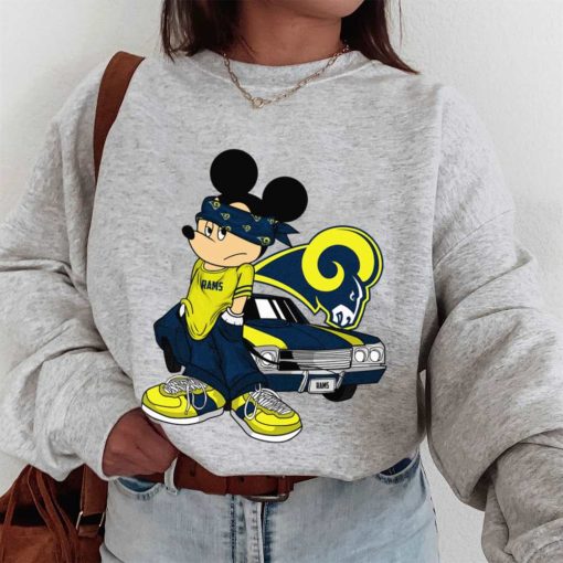 T Sweatshirt Women 1 DSBN301 Mickey Gangster And Car Los Angeles Rams T Shirt