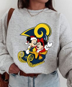 T Sweatshirt Women 1 DSBN304 Mickey Minnie Santa Ride Sleigh Christmas Los Angeles Rams T Shirt