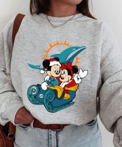 T Sweatshirt Women 1 DSBN308 Mickey Minnie Santa Ride Sleigh Christmas Miami Dolphins T Shirt