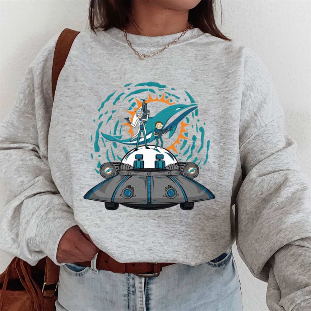 Rick Morty In Spaceship Miami Dolphins T-Shirt