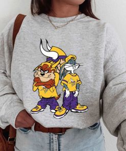 T Sweatshirt Women 1 DSBN325 Looney Tunes Bugs And Taz Minnesota Vikings T Shirt