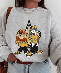 T Sweatshirt Women 1 DSBN360 Looney Tunes Bugs And Taz New Orleans Saints T Shirt
