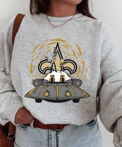 T Sweatshirt Women 1 DSBN366 Rick Morty In Spaceship New Orleans Saints T Shirt