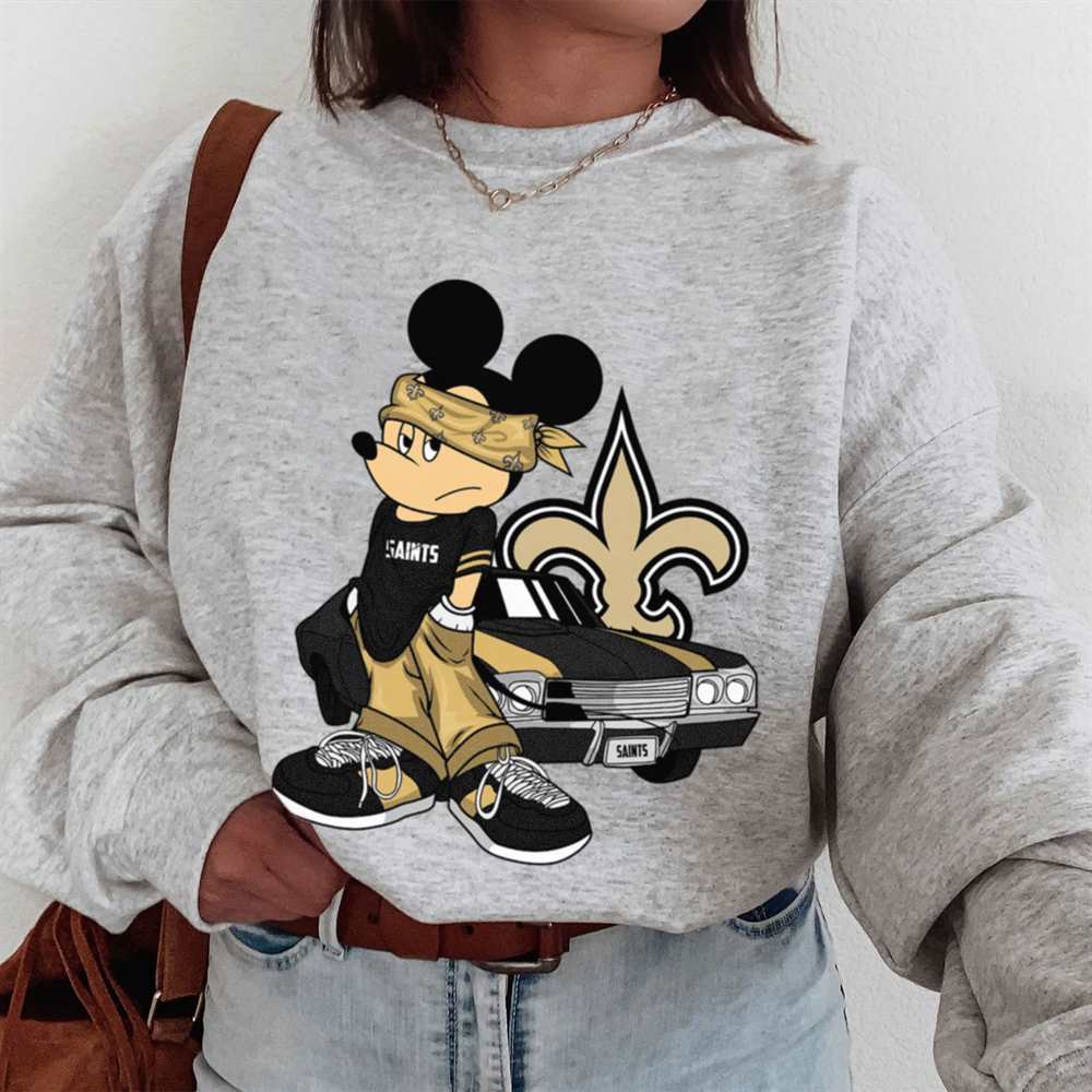Mickey Gangster And Car New Orleans Saints T-Shirt