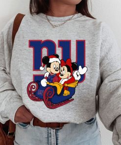 T Sweatshirt Women 1 DSBN382 Mickey Minnie Santa Ride Sleigh Christmas New York Giants T Shirt