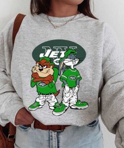 T Sweatshirt Women 1 DSBN387 Looney Tunes Bugs And Taz New York Jets T Shirt