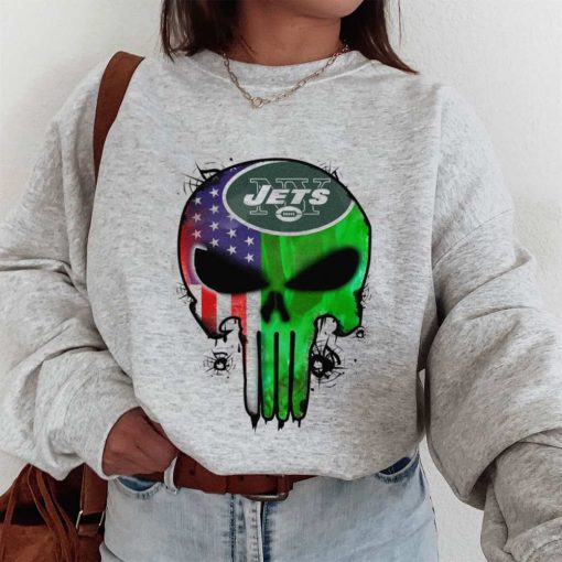 T Sweatshirt Women 1 DSBN391 Punisher Skull New York Jets T Shirt