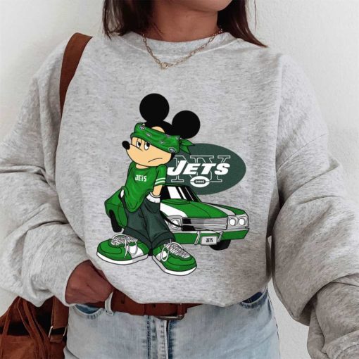 T Sweatshirt Women 1 DSBN398 Mickey Gangster And Car New York Jets T Shirt