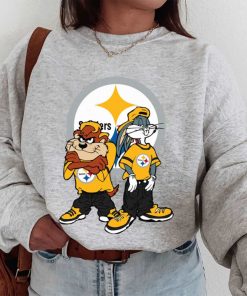 T Sweatshirt Women 1 DSBN427 Looney Tunes Bugs And Taz Pittsburgh Steelers T Shirt