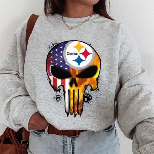 T Sweatshirt Women 1 DSBN429 Punisher Skull Pittsburgh Steelers T Shirt