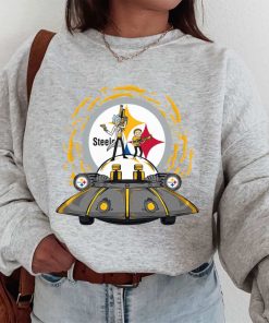 T Sweatshirt Women 1 DSBN430 Rick Morty In Spaceship Pittsburgh Steelers T Shirt