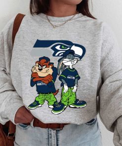 T Sweatshirt Women 1 DSBN452 Looney Tunes Bugs And Taz Seattle Seahawks T Shirt