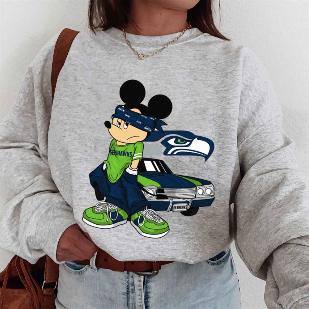 Mickey Gangster And Car Seattle Seahawks T-Shirt