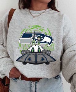 T Sweatshirt Women 1 DSBN454 Rick Morty In Spaceship Seattle Seahawks T Shirt