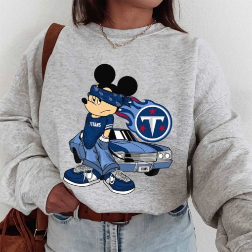 T Sweatshirt Women 1 DSBN494 Mickey Gangster And Car Tennessee Titans T Shirt
