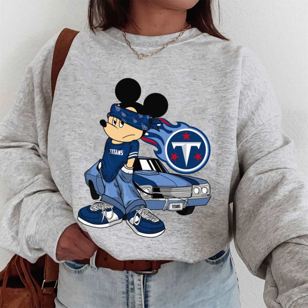 Mickey Gangster And Car Tennessee Titans T-Shirt