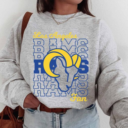 T Sweatshirt Women 1 TSBN124 Rams Fan Repeat Text Los Angeles Rams T Shirt